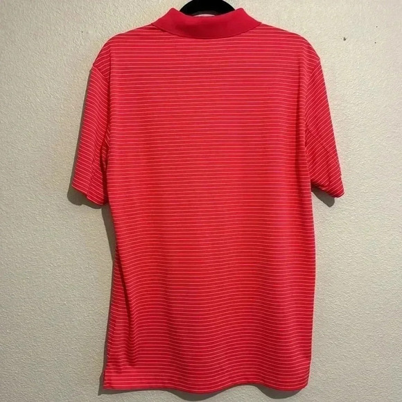 Nike Golf Polo Shirt Mens Large Red Stripe Tour Performance Dri-Fit - Picture 5 of 5
